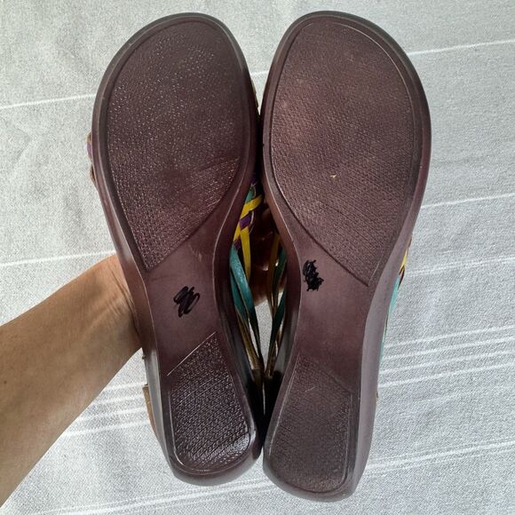 Fernanda Roy’s Leather Huaraches Mexican Woven Sandals Wedge Heel Tan Multi 10 - Picture 10 of 11